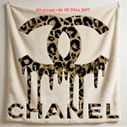 Chanel Dripping Leopard Print Flannel Sofa Throw Blanket IMG_7260